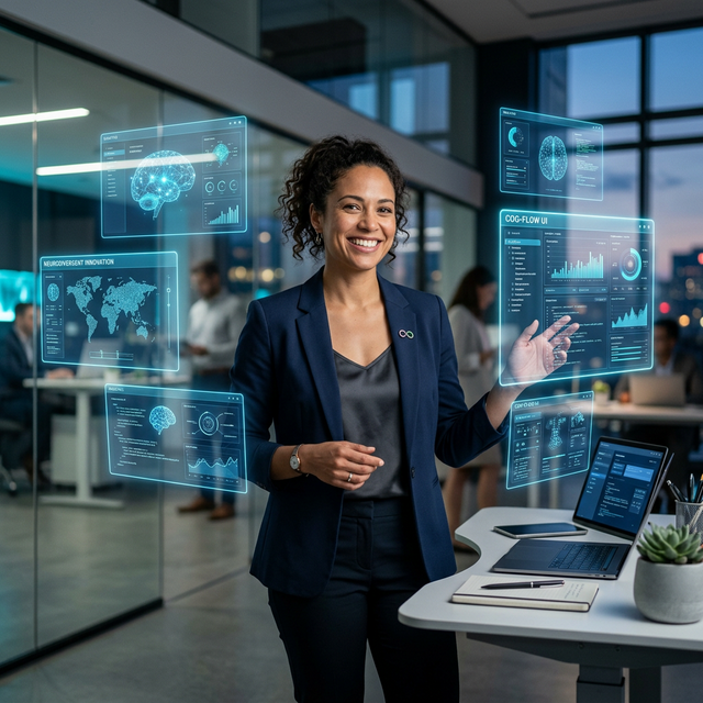 Neurodivergent female entrepreneur using IndependancIA AI business tools